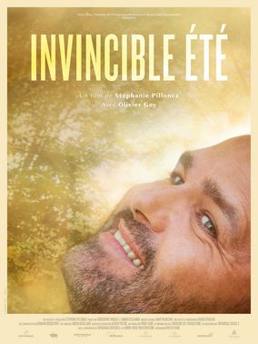 Le visage d'Olivier Goy avec le titre du film, le nom de la réalisatrice et les sponsors