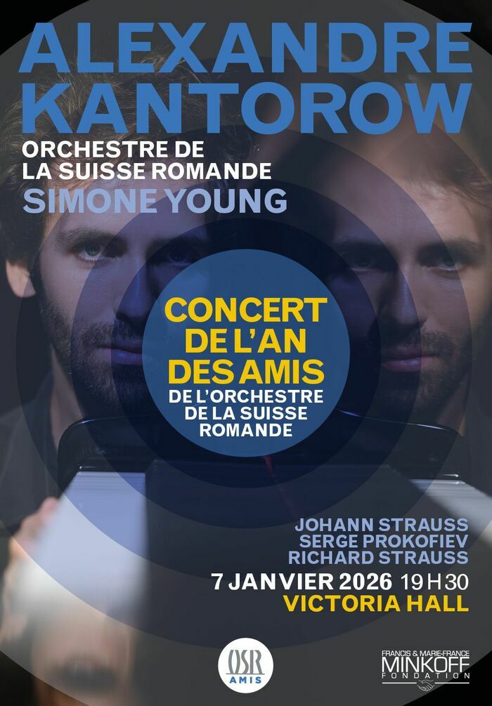 © Sasha Gusov Photo d’Alexandre Kantorow, pianiste français invité à jouer au Concert de l’An de l’OSR au Victoria Hall, à Genève, dans le cadre de la saison 2025-26.