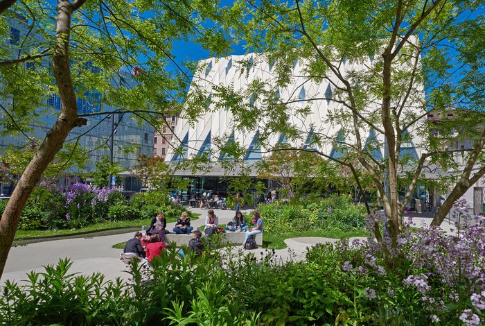 photo du jardin et du nouveau bâtiment du MEG