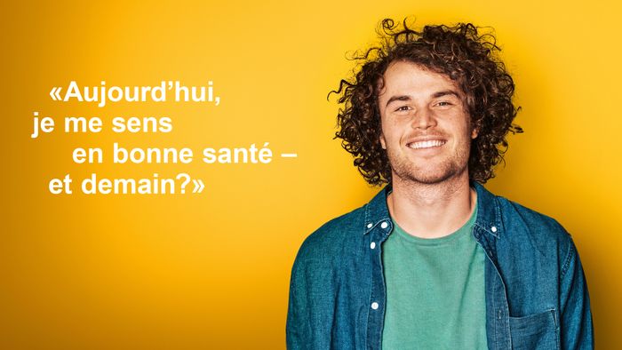 Un jeune avec la phrase "Aujourd'hui, je me sens en bonne santé, et demain ?"