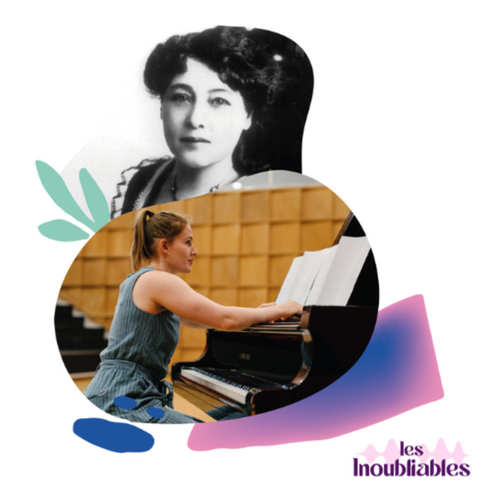 Un portrait de Céline Fankhauser au piano et un portrait d'Alice Guy