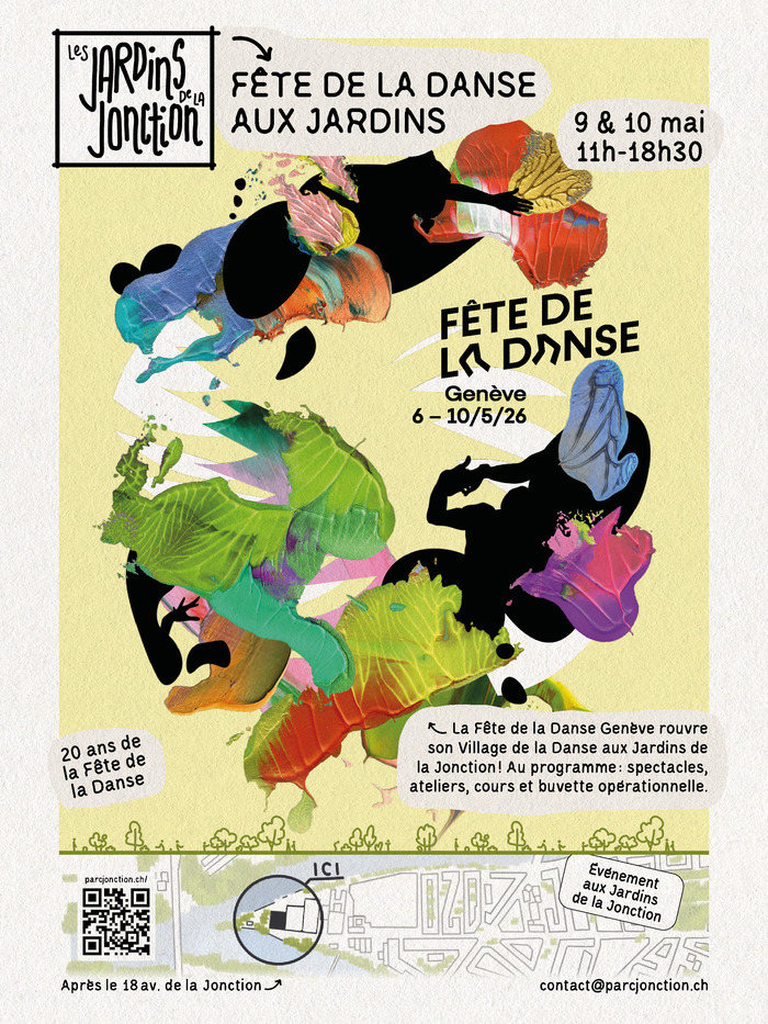 Des silhouettes dansantes se mélangent à de la peinture colorée