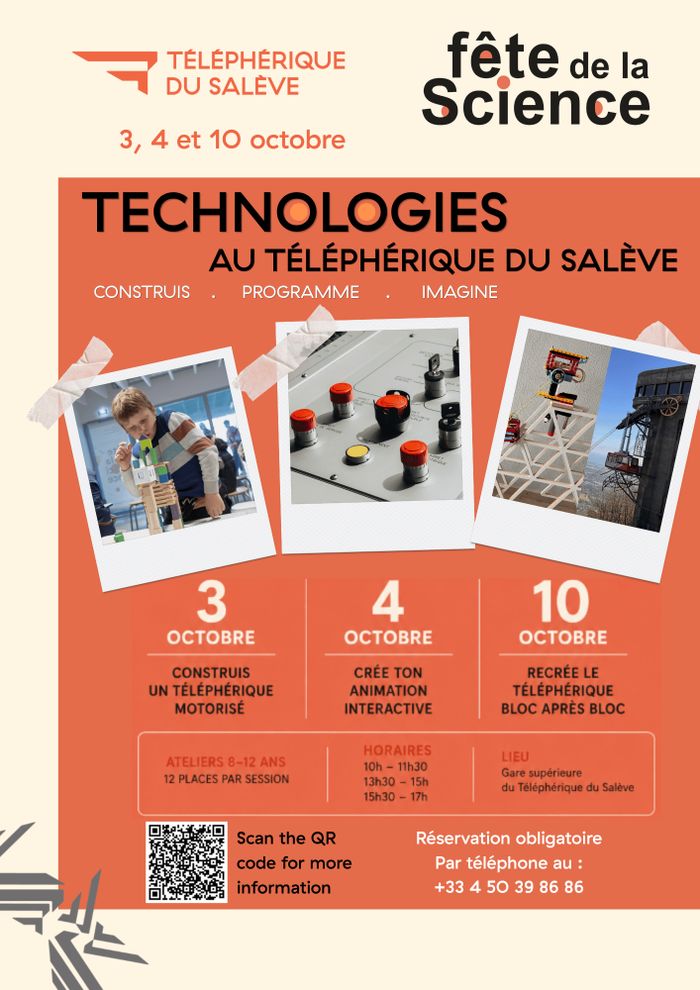 Affiche d'informations sur les ateliers de la Fête de la Science au Téléphérique du Salève