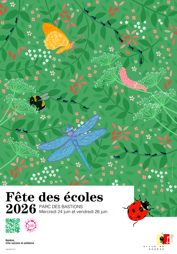 visuel affiche fête des écoles sur le thème des insectes