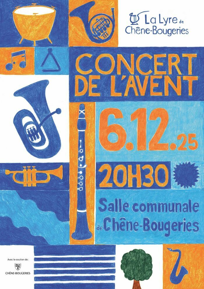 Des instruments de musique avec date du concert