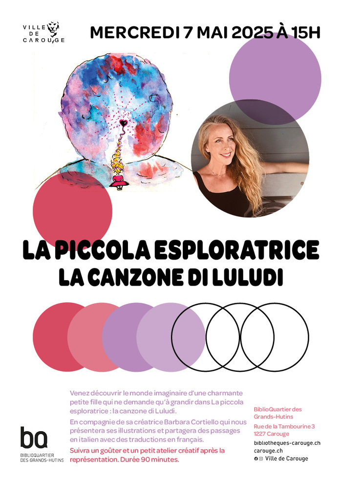 DR Photo de Barbara Cortiello ainsi qu'un petite dessin en aquarelle d'une petite fille sur une lune.