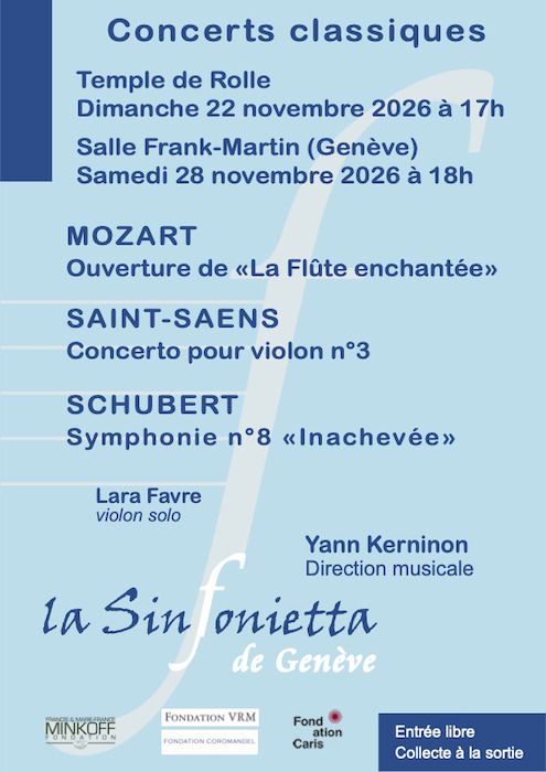 Concert Sinfonietta, 28/11/26, Salle Frank Martin