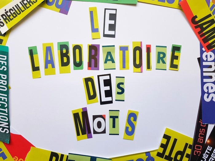 Christian Allemann Collage de lettres pour former le titre "Le laboratoire des mots"