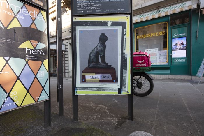 Photo de l'une des affiches des chats dans les rues de Genève