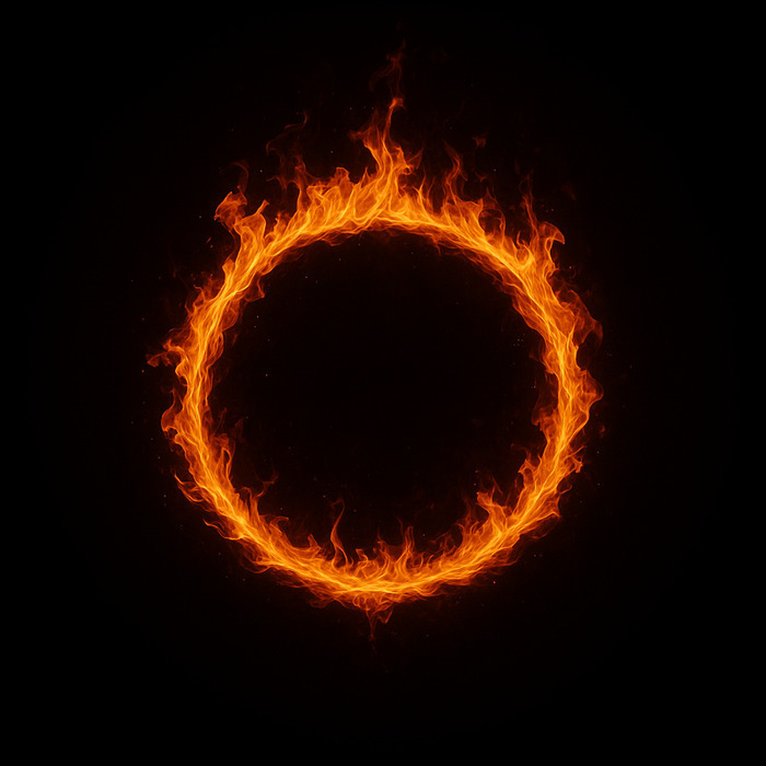 Anneau de feu sur fond noir