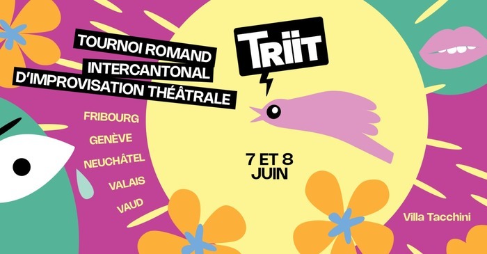 Judith Ordonneau Illustration pour le Tournoi Romand Intercantonal d'improvisation Théâtrale, avec un oiseau et un soleil