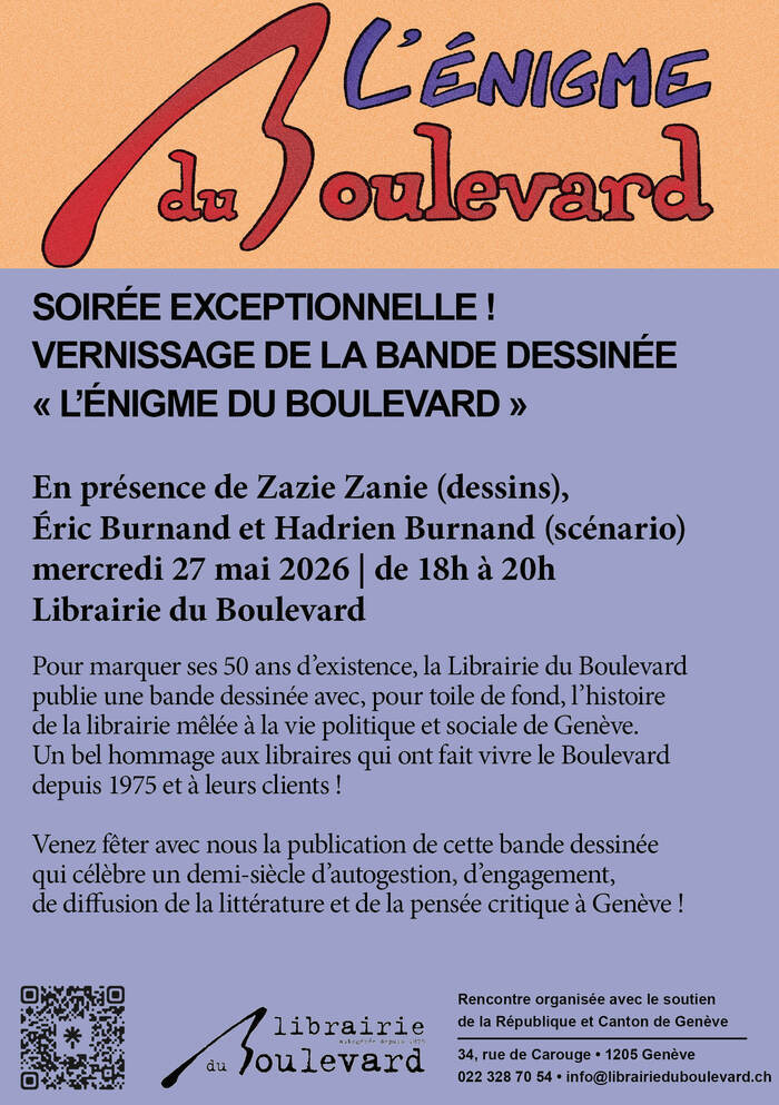 Vernissage de la BD "L'énigme du Boulevard" le 27.5.2026 à 18h