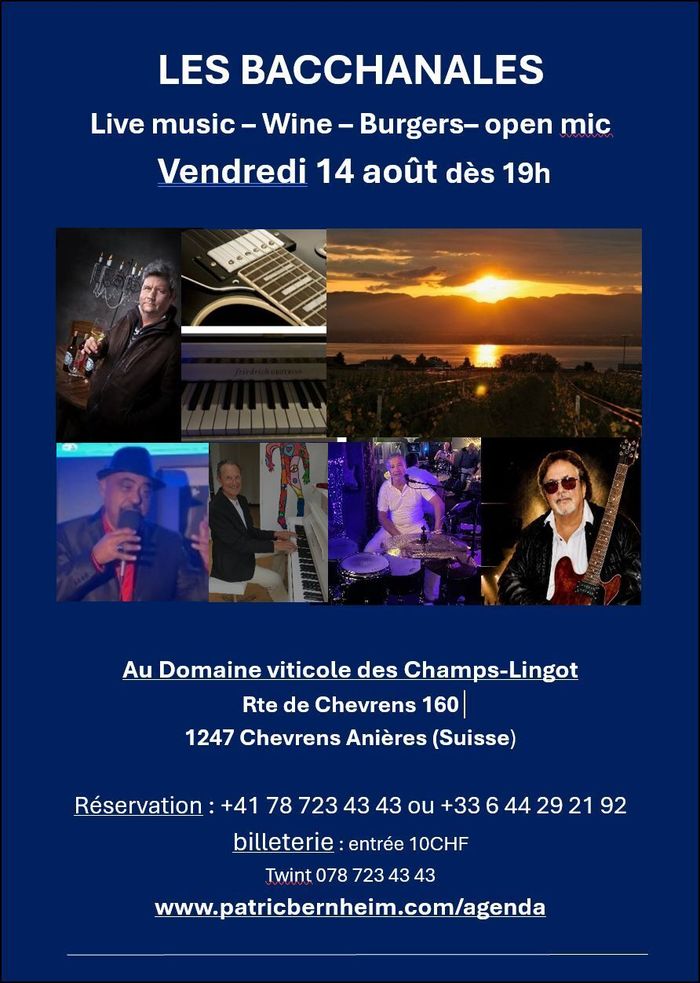 soirée le 14 août avec concerts, vins, burgers, open mic et beaucoup d'ambiance festive