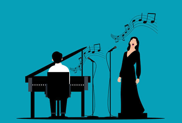Illustration d'une chanteuse et d'un pianiste