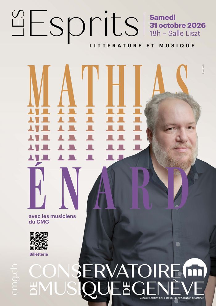 L'affiche de la rencontre avec Mathias Enard au Conservatoire le samedi 31 octobre 2026 à 18h.