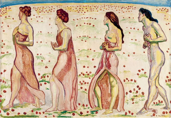 Ferdinand Hodler, L'"Émotion", 1909-1911, huile sur toile, 120 x 172 cm, signé et date en bas à droite : 1890.F.Hodler.", collection privée.