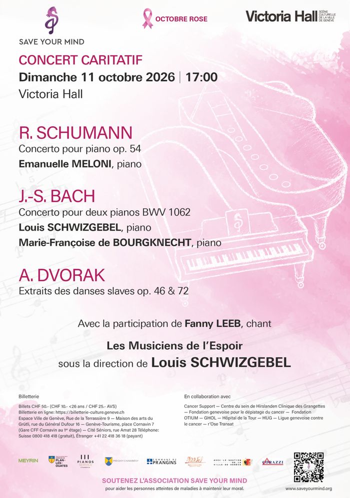 Le ruban Octobre Rose – un hippocampe, logo de Save your mind – deux pianos