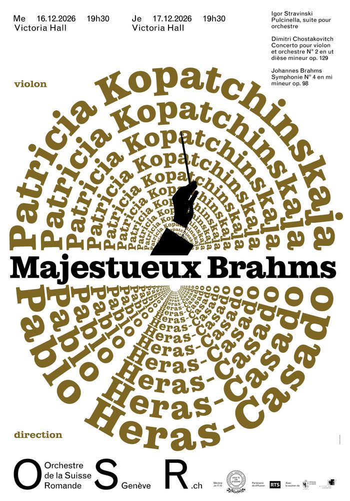 Affiche de la soirée avec l'OSR sur fond blanc