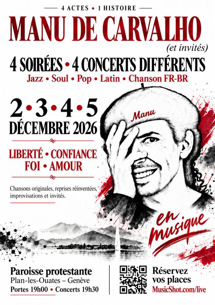 Manu de Carvalho en concert les 2-3-4-5 décembre 2026