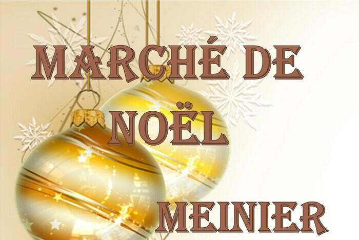 Titre avec des boules de noël dorées et des flocons blancs