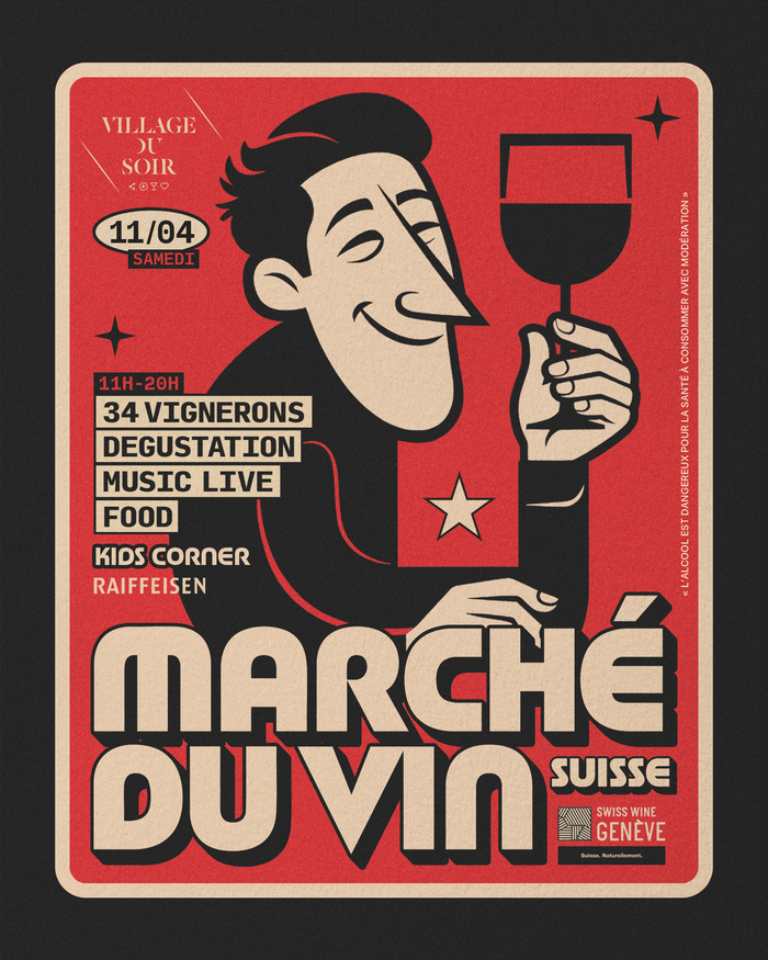 Affiche du marché du vin avec un degustateur