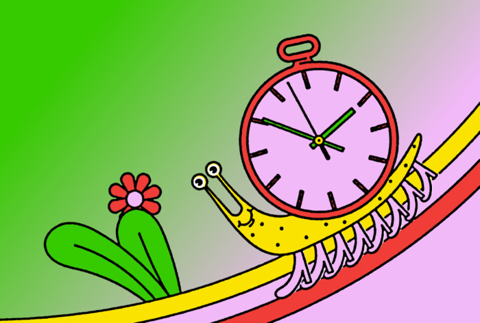 Escargot avec une horloge en guise de coquille