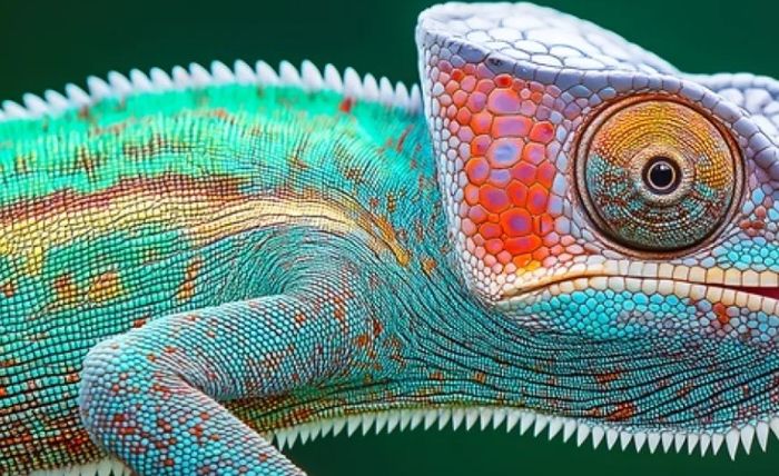 Illustration de l'événement, représentant un caméléon aux couleurs vertes, bleues et oranges