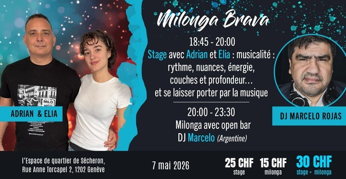 Flyer de l'événement avec les enseignants du cours et DJ