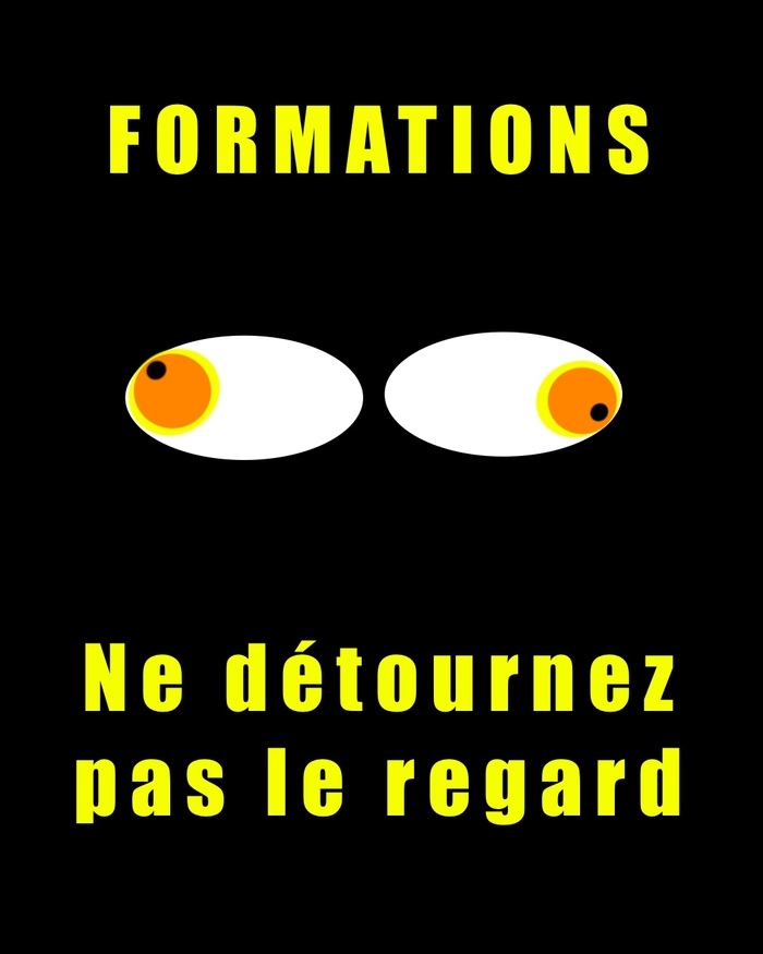 Titre de la formation en jaune sur fond noir avec un motif d'oeil au centre de l'image.