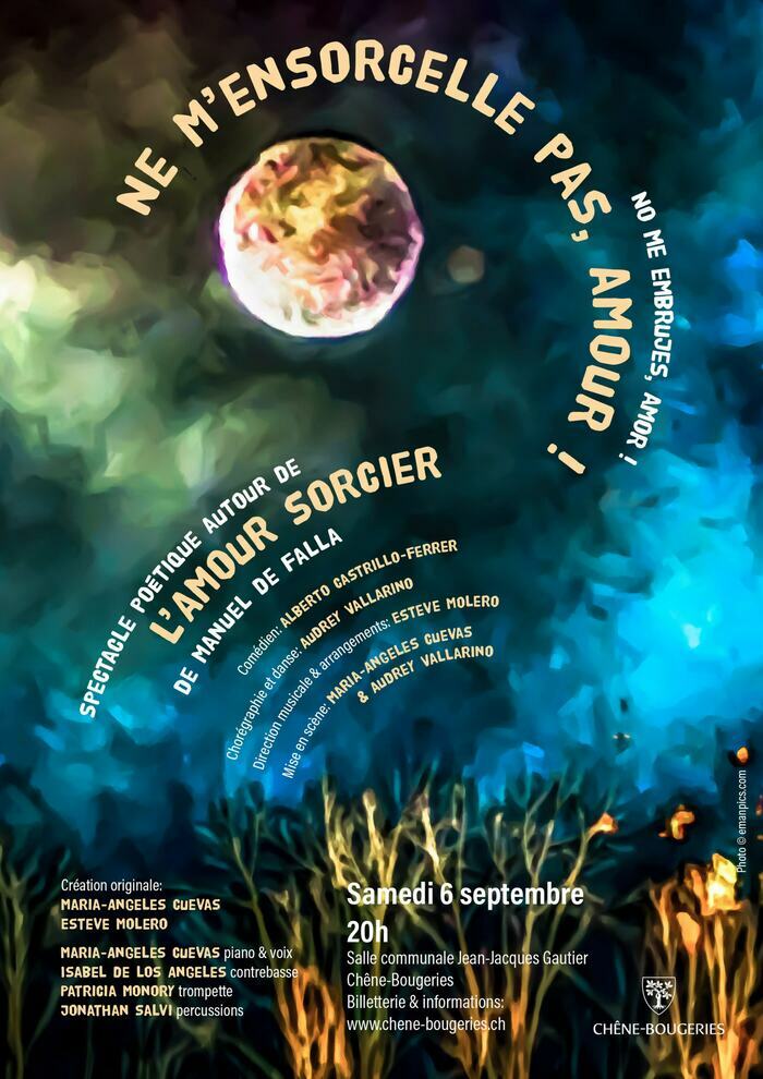 Lune et végétaux entourés de textes