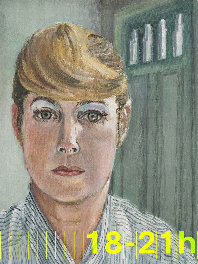 détail d'une peinture de Sylvia Sleigh , autoportrait de l'artiste
