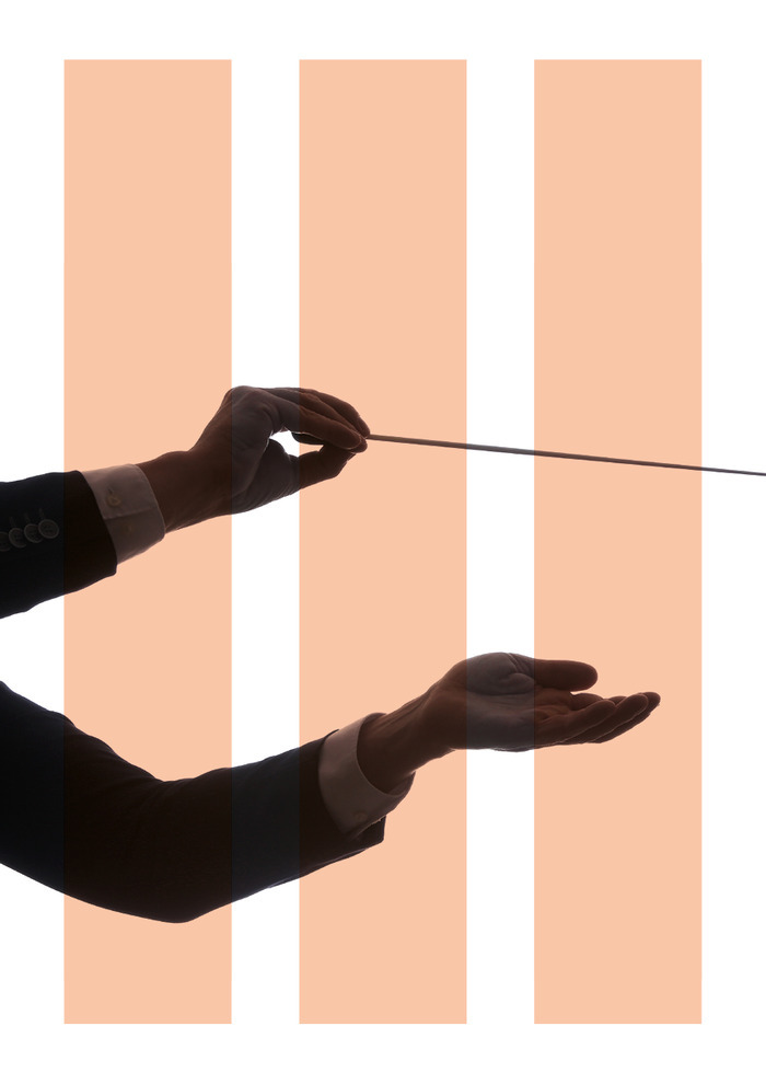 Affiche avec la main d'un chef d'orchestre