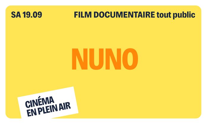 Sur fond jaune se trouve le titre écrit en orange