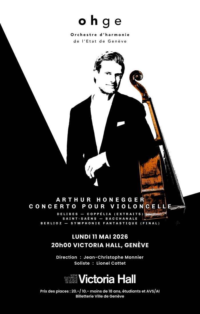 Affiche de la soirée montant un musicien et son violoncelle et toutes les informations sur le programme du 11 mai 2026 au Victoria Hall