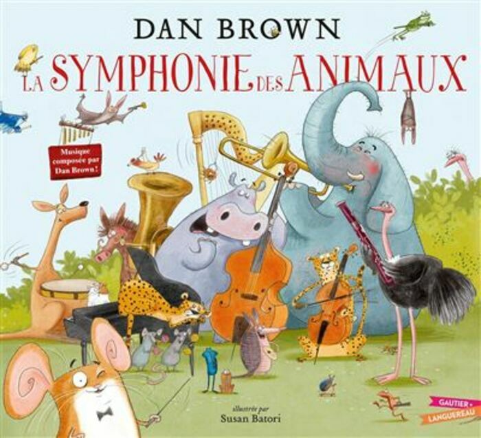 La symphonie des animaux Pochette du livre "La symphonie des animaux" : illustration de différents animaux, tels autruche, éléphant, chauve-souris, kangourou, oiseaux, etc, en train de jouer d'un instrument de musique.