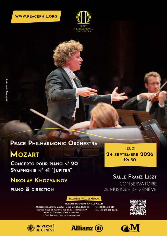 L'affiche du concert d'ouverture de la saison du Peace Philharmonic. Le 24 septembre 2026. Nikolay Khozyainov, piano et direction