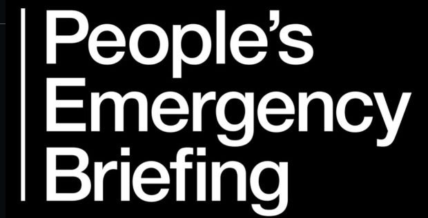 écriture de National Emergency Briefing en blanc sur fond noir