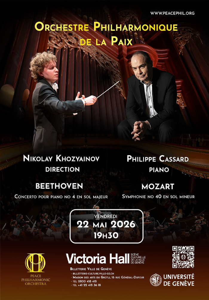 Concert du 22 mai 2026 au Victoria Hall par l’Orchestre Philharmonique de la Paix avec Philippe Cassard au piano et Nikolay Khozyainov à la direction