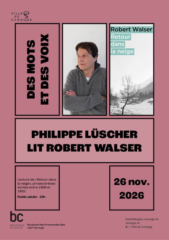 Photo de Philippe Lüscher et de la couverture du livre Retour dans la neige de Robert Walser.