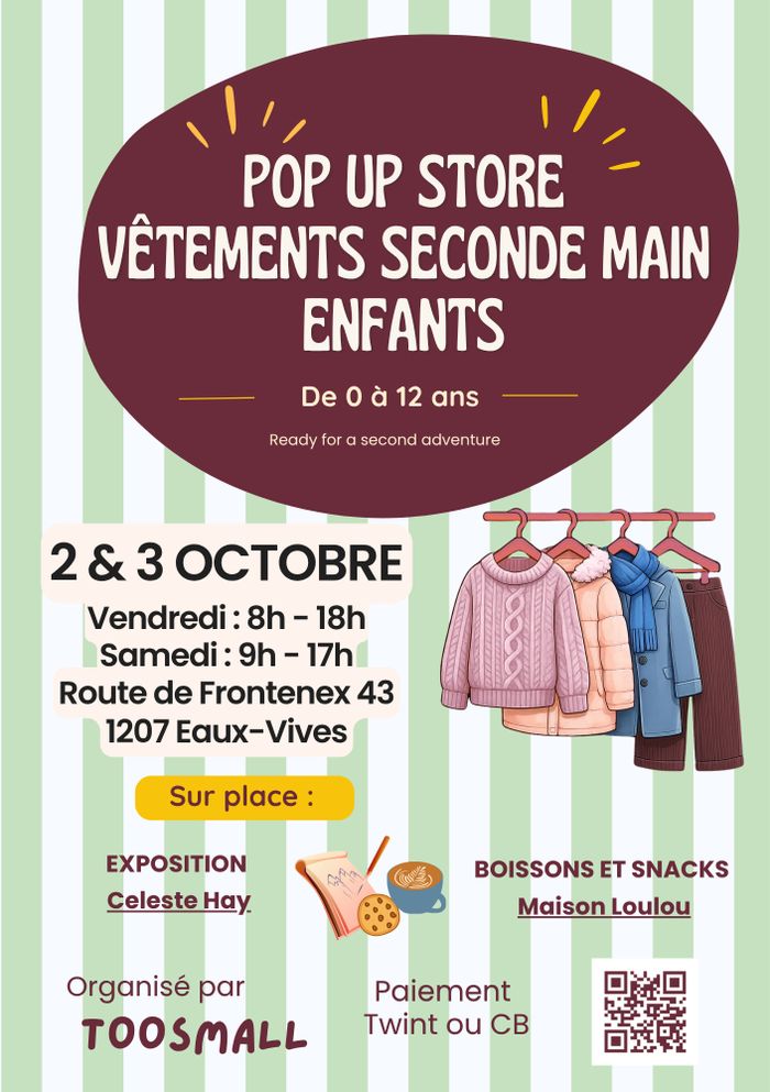 Vente de vetement seconde main pour enfants aux Eaux Vives