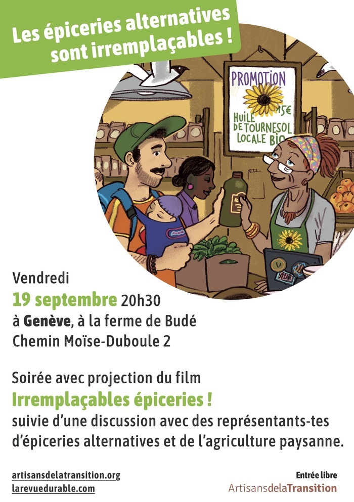 Artisans de la transition Visuel pour la projection du film qui aura lieu à la Ferme de Budé le vendredi 19 septembre