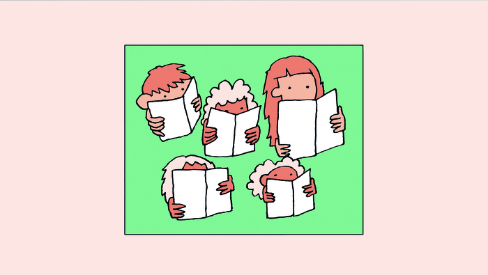 Illustration représentant des enfants en train de lire.