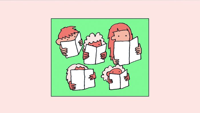 Illustration représentant des enfants en train de lire.