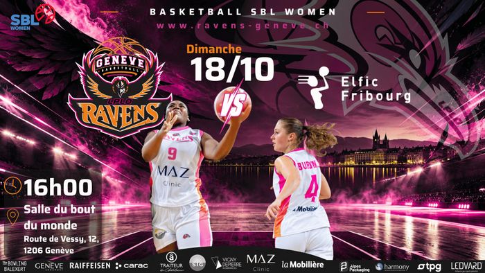 affiche match Ravens contre Fribourg en basket féminin
