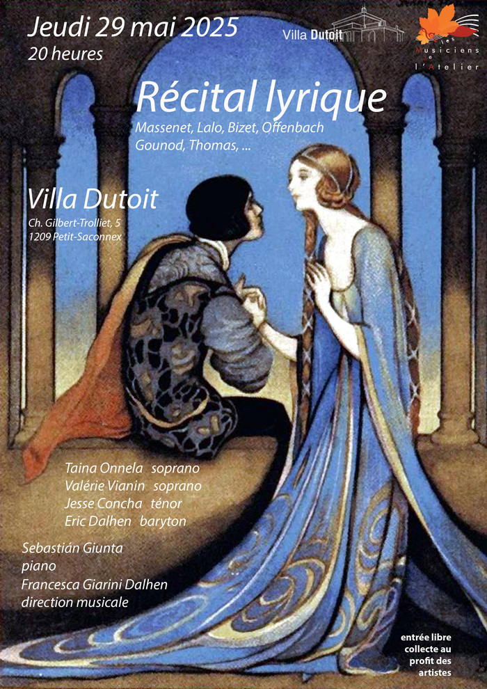 Les Musiciens de l'atelier Récital lyrique 20 mai 2025 Villa Dutoit 20h