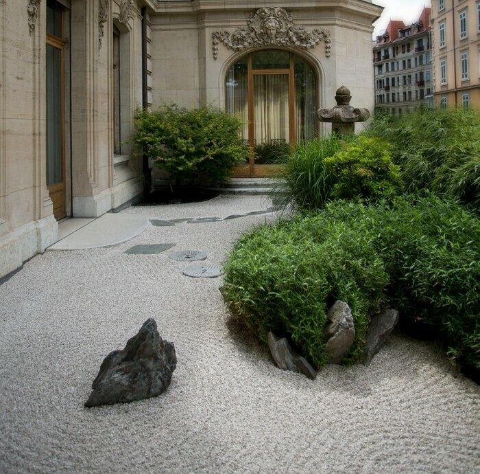 Fondation Baur Vue du jardin japonais de la Fondation Baur à Genève