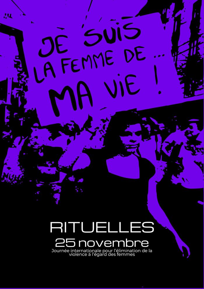 image de la grève féministe à Genève avec une femme brandissant une pancarte "je suis la femme de ma vie"