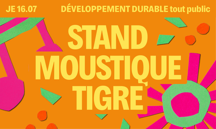 Sur fond orange on retrouve des motifs colorés et le titre écrit en jaune