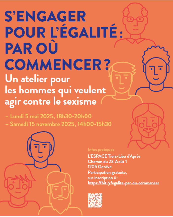 Atelier Maron-S. Titre de l'événement entourés de pictogrammes représentant des hommes de différents types.