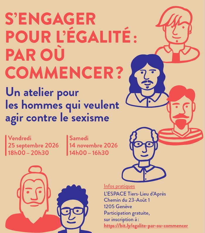 Titre de l'événement entourés de pictogrammes représentant des hommes de différents types.
